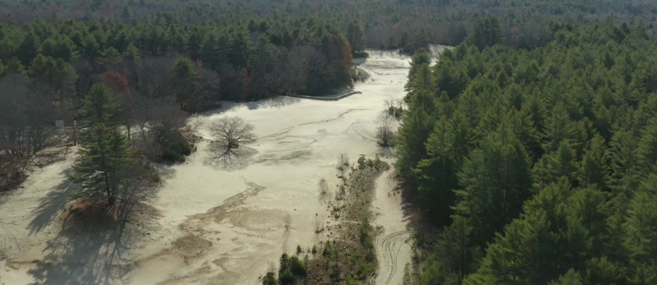 Aerial view of the recovering dunes at the Desert of Maine